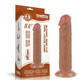 Фалоімітатор без мошонки Sliding Skin Dual Layer Dong, коричневий, 20 см 6