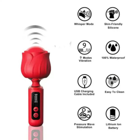 Клиторальный вибратор в форме розы «Boss Series Rose Magic», красный 3