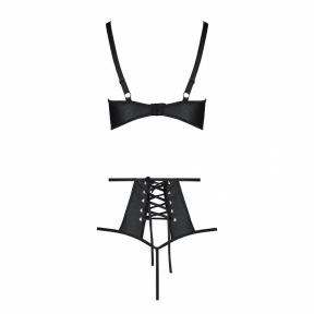 Комплект білизни Passion Tasmina Set чорний, ліф, високі трусики з корсетом ззаду 3