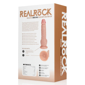 Вибрирующий фаллоимитатор RealRock с мошонкой и присоской, 17,8 см, телесный 4