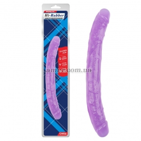 Фиолетовый двусторонний гелевый фаллоимитатор «Hi Rubber 12.8 Inch Dildo» 0