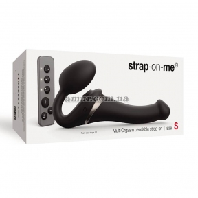 Безремневий вібрострапон із вакуумною стимуляцією Strap-On-Me Multi Orgasm Black S, регульований 7
