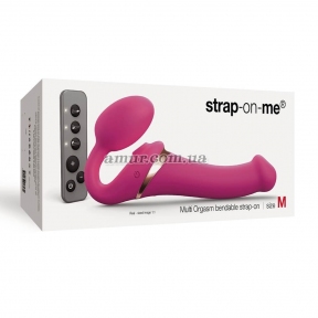 Безремневой вибрострапон с вакуумной стимуляцией Strap-On-Me Multi Orgasm Fuchsia M, регулируемый 6