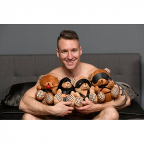 Плюшеве ведмежа Rope Teddy Bear БДСМ у шкіряній масці та обв'язці, 22x16x12 см 7