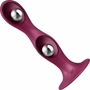 Дилдо Satisfyer Double Ball-R, красный, унисекс, подвижные шарики внутри, на присоске 2