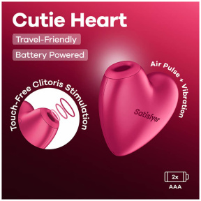 Вакуумний стимулятор Satisfyer Cutie Heart з Air Pulse і вібрацією, рожевий 3