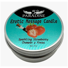 Масажна свічка 5th Paradise Erotic Massage Candle Sparkling Strawberry, полуниця та шампанське, 30 мл 0