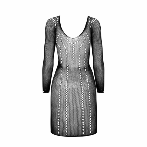 Напівпрозора міні-сукня Passion BS101 One Size, білий, рукава-мітенки 0