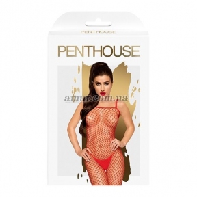 Бодистокинг в крупную сетку Penthouse - Body Search, красный 1