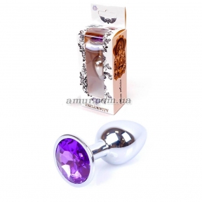 Анальная пробка «Jewellery Silver» с фиолетовым кристалом 6
