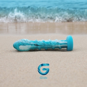 Скляний дилдо Gildo Ocean Wave, з силіконовою основою 6