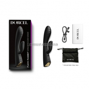 Вібратор-кролик з підігрівом Dorcel Flexy Rabbit Black, гнучкий ствол 4