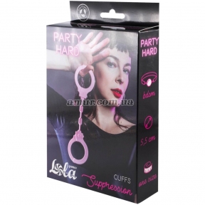 Розовые силиконовые наручники «Party Hard Suppression» 2