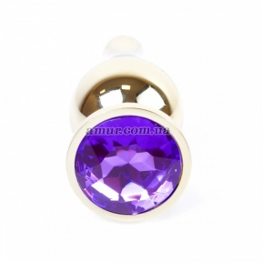 Анальная пробка «Jawellery Gold» с фиолетовым кристалом 0