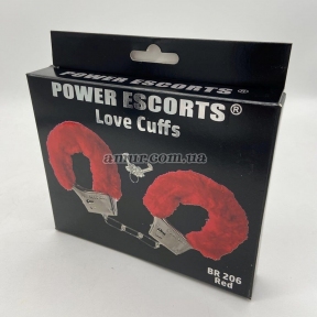 Наручники с красным мехом «Power Escorts Love Cuffs» 2