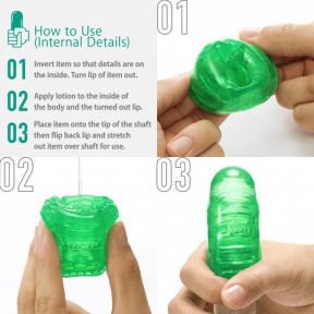 Унісекс-стимулятор Tenga Uni Emerald, зелений, з геометричним рельєфом, лубрикант в комплекті 2