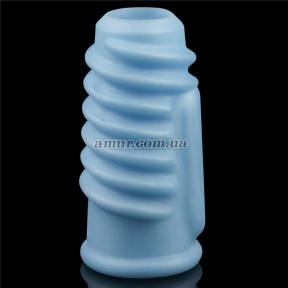 Насадка на пеніс із вібрацією «Vibrating Spiral Knights Ring» блакитна 3