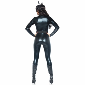 Эротический костюм супергероя-кошечки Leg Avenue Wicked Kitty, комбинезон, пояс, маска, ушки 5