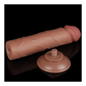 Фалоімітатор без мошонки Sliding Skin Dual Layer Dong, коричневий, 20 см 4