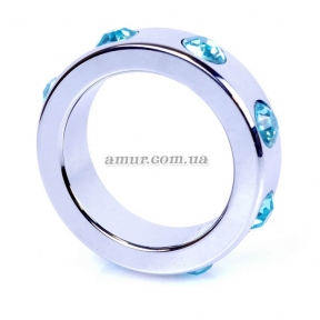 Эрекционное кольцо «Ring-Metal with Light Blue Diamonds Medium» 2