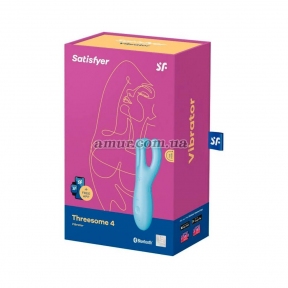 Клиторальный смарт вибратор Satisfyer Threesome 4, голубой, с тремя пальчиками 3