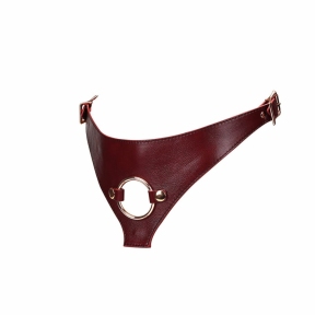 Кожаные трусы для страпона Liebe Seele Wine Red Strap on Harness, универсальный размер 2