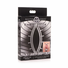 Затискач для вагіни Master Series: Spread Em Poker Vagina Clamp with Adjustable Pressure Screws, шипи 5