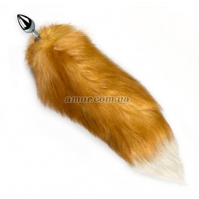 Металлическая анальная пробка с хвостом из натурального меха Art of Sex Foxy fox, M 0