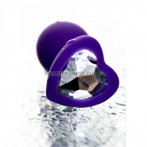 Фіолетова втулка «Diamond Heart» із прозорим стразом у формі серця 3