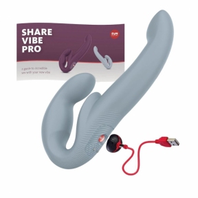 Безремневий страпон з вібрацією Fun Factory SHARE VIBE PRO, сірий, регульований 2