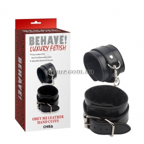 Наручники на карабине «Obey Me Leather Hand Cuffs» 2