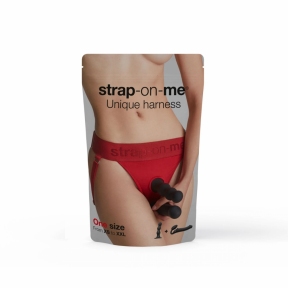 Трусики для страпону Strap-On-Me Harness Lingerie Unique, One Size, червоні 6