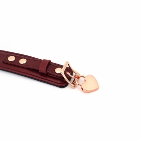 Шкіряний нашийник з повідцем Liebe Seele Wine Red Curved Collar, замок-серце 4