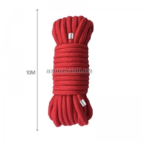 Мотузка для BDSM MAI Bondage Rope, червона, довжина 10 м, діаметр 6,5 мм, поліестер 0