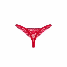 Мереживні стрінги Obsessive Lacelove thong, червоні, низька посадка 2