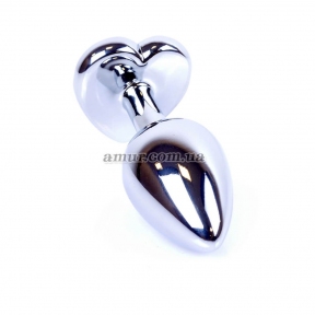 Анальная пробка «Jewellery Silver Heart» с розовым кристалом в виде сердца 4