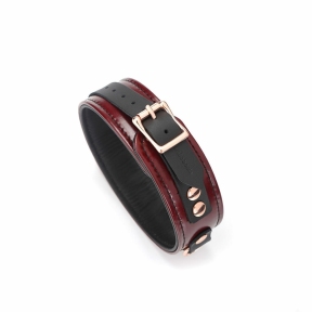 Кожаный ошейник с поводком Liebe Seele Wine Red Collar and Leash, 3 кольца для крепления 3