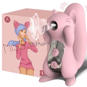 Вакуумный стимулятор с вибрацией KisToy Miss UU Pink, игрушка 2-в-1 2