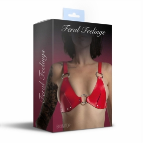 Ліф із натуральної шкіри Feral Feelings - Bikini Top, червоний 3