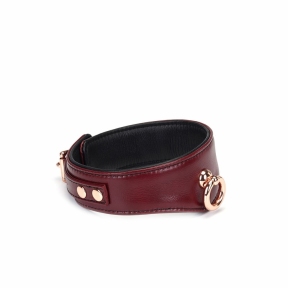Шкіряний нашийник з повідцем Liebe Seele Wine Red Curved Collar, замок-серце 3