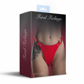 Трусики из натуральной кожи Feral Feelings - String Bikini, красные 3