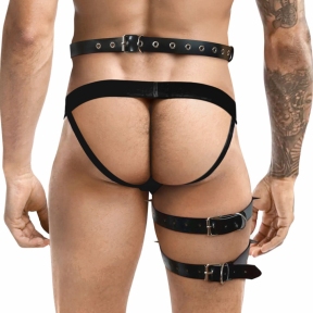 Мужские гартеры из натуральной кожи Art of Sex - Serge 0