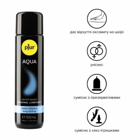 Лубрикант на водной основе pjur Aqua, эффект бархатистой кожи, 100 мл 0