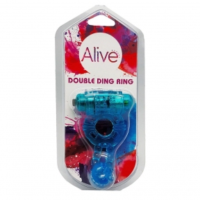 Эрекционное виброкольцо Alive: Double Ding Ring, синее, два мотора 0