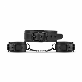 Наручники з нашийником Bedroom Fantasies: Collar & Wrist Cuffs, чорні 2