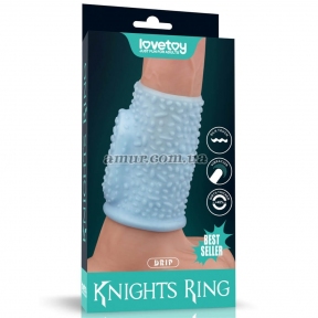 Насадка на пеніс із вібрацією «Vibrating Spiral Knights Ring 2» блакитна 8
