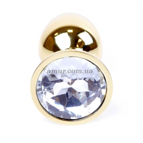 Анальная пробка «Jewellery Gold» с прозрачным кристалом 0