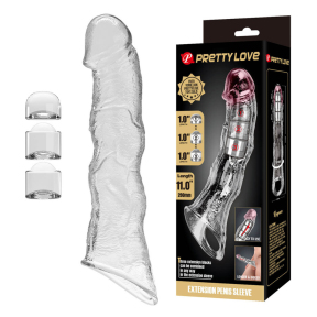 Насадка на член Pretty Love Extension Clear, +7.5 см, 3 вставки для удлинения 7