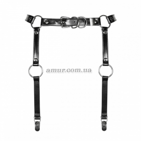 Гартери Obsessive A741 garter belt, чорні, O/S, штучна шкіра 0