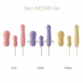 Набір 3в1 Zalo — Unicorn, жовтий, віброяйце, пульсатор, вакуумний стимулятор 6